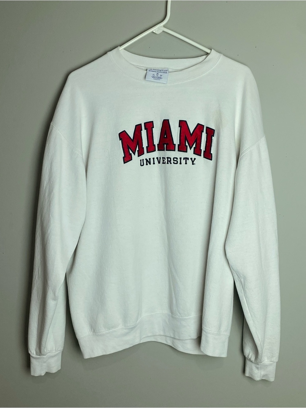 Champion White Crewneck Sweatshirt with Red Miami Logo